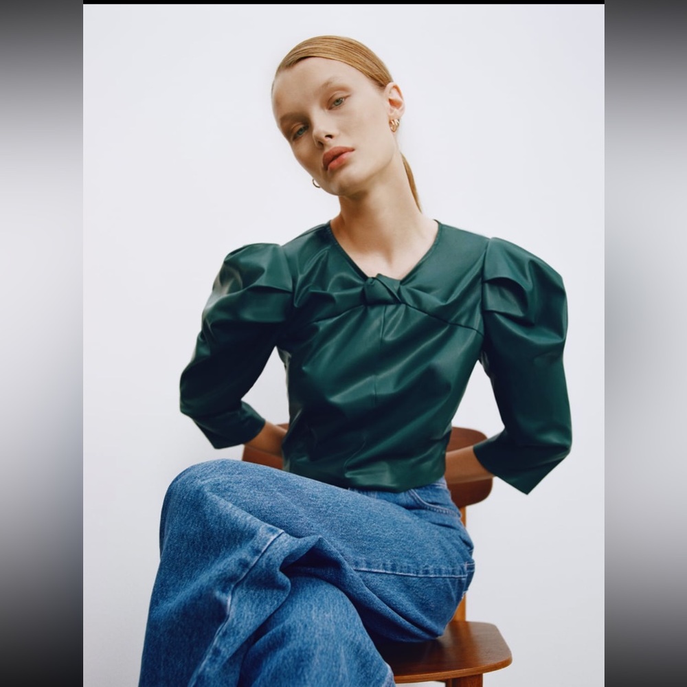 Knotted faux leather top
